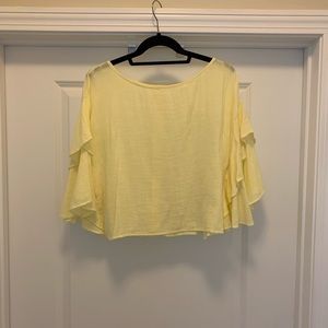 Anthropology yellow ruffle sleeve blouse
